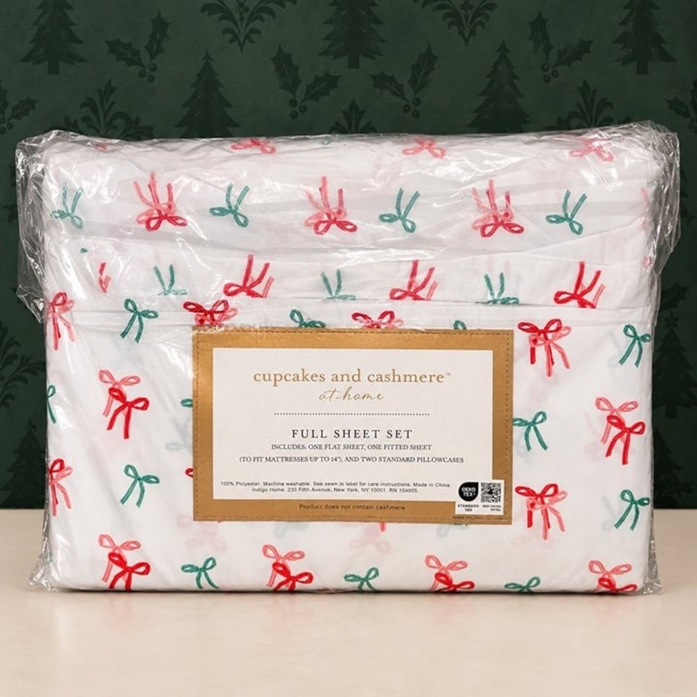 Cupcakes and Cashmere Holiday Ribbon Bows Full Sheet Set Christmas Coquette